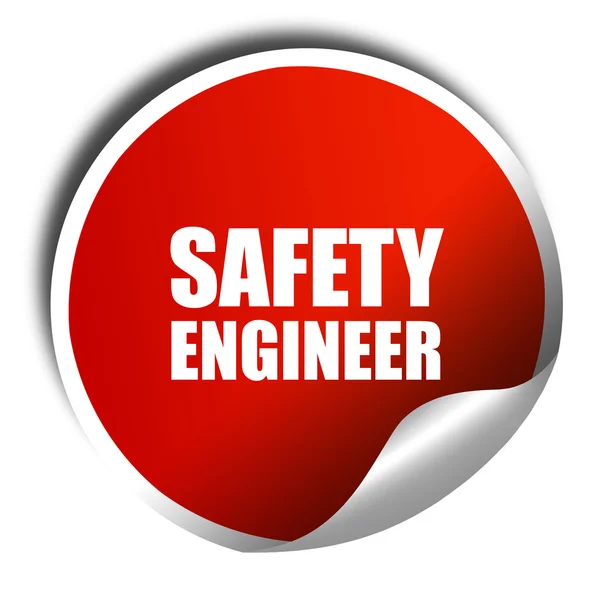 Inżynier bezpieczeństwa, renderowania 3d, czerwoną naklejką z białym tekstem — Zdjęcie stockowe