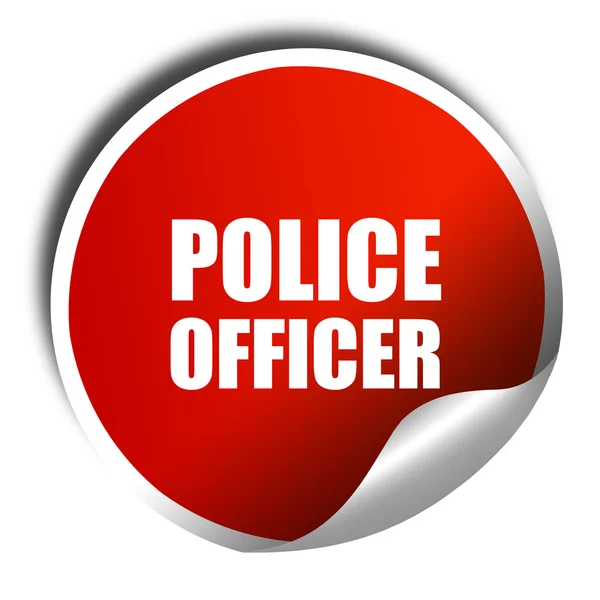 Oficial de policía, representación 3D, etiqueta engomada roja con texto blanco —  Fotos de Stock