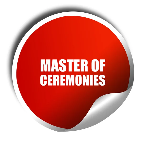 Mistrz ceremonii, renderowania 3d, czerwoną naklejką z białym tekstem — Zdjęcie stockowe