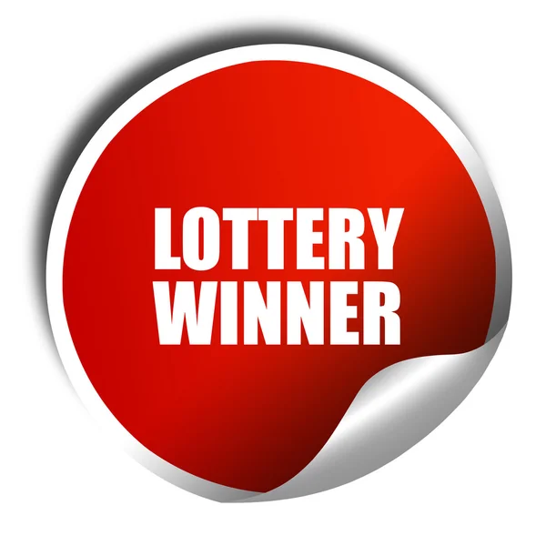 Lottery winner, 3D rendering, red sticker with white text — Stock Photo, Image