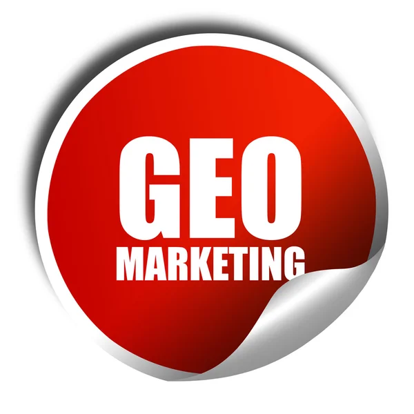 Geo marketing, 3D rendering, red sticker with white text — Stock Photo, Image