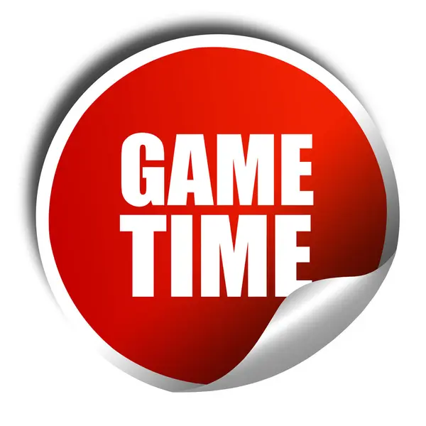 Tempo de jogo, renderização 3D, etiqueta vermelha com texto branco — Fotografia de Stock