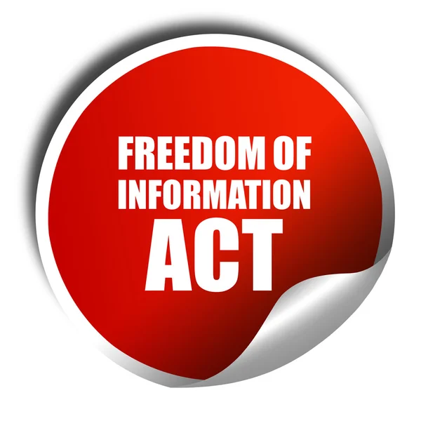 Ελευθερία του νόμου πληροφοριών, 3d rendering, κόκκινο αυτοκόλλητο με λευκό — Φωτογραφία Αρχείου
