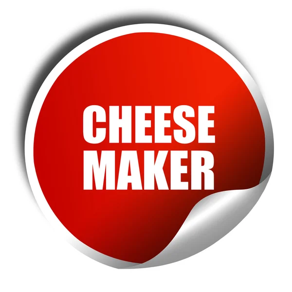 Cheese maker, 3D rendering, red sticker with white text — Stock Photo, Image