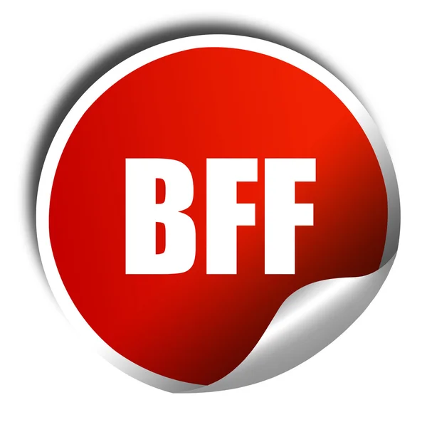 Bff, rendering 3D, adesivo rosso con testo bianco — Foto Stock