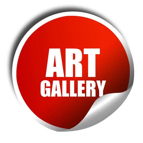 Художня галерея, 3D візуалізація, червона наклейка з білим текстом — стокове фото
