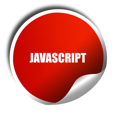 JavaScript, 3d render, beyaz yazı ile kırmızı etiket