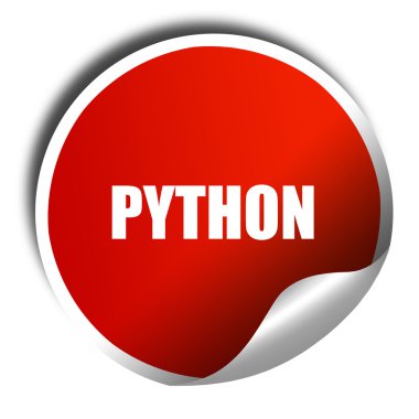 Python bilgisayar dili, 3d render, beyaz t ile kırmızı etiket