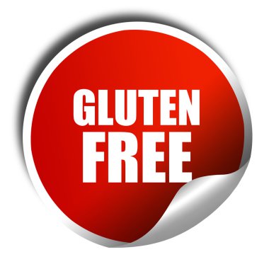 Ücretsiz Gluten, 3d render, beyaz yazı ile kırmızı etiket