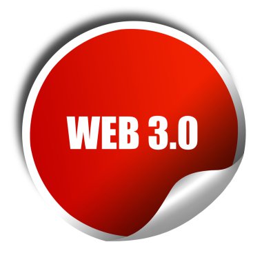 Web 3.0, 3d render, beyaz yazı ile kırmızı etiket