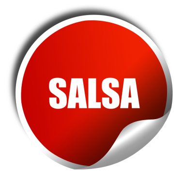Salsa dansı, 3d render, beyaz yazı ile kırmızı etiket