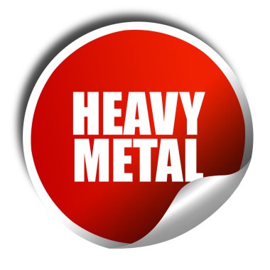 Heavy metal müzik, 3d render, beyaz yazı ile kırmızı etiket