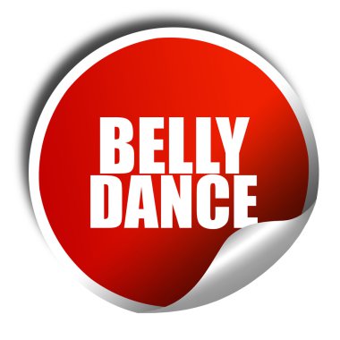 oryantal dans, 3d render, beyaz yazı ile kırmızı etiket