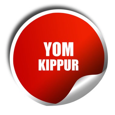 Yom kippur, 3d render, beyaz yazı ile kırmızı etiket