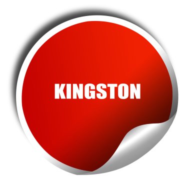 Kingston, 3d render, beyaz yazı ile kırmızı etiket