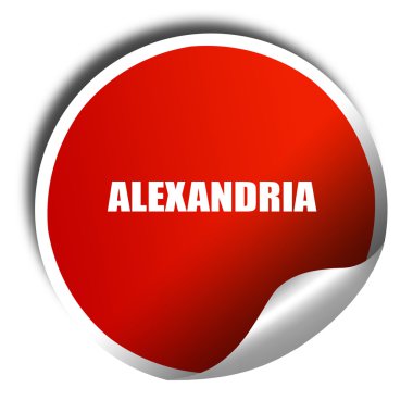Alexandria, 3d render, beyaz yazı ile kırmızı etiket