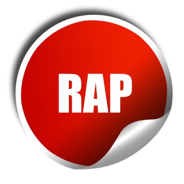 rap müzik, 3d render, beyaz yazı ile kırmızı etiket
