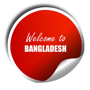 Bangladeş, 3d render, beyaz yazı ile kırmızı etiket hoş geldiniz