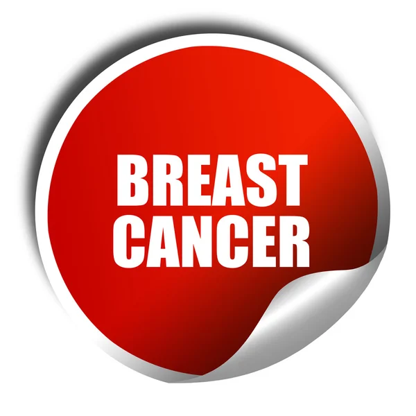 Breast cancer, 3D rendering, red sticker with white text — Stock Photo, Image