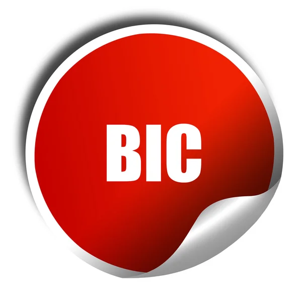 Bic, 3D rendering, red sticker with white text — Stock Photo, Image