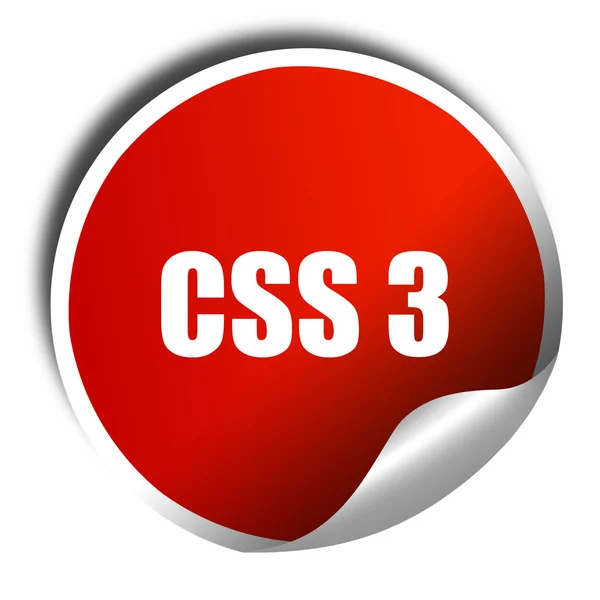 Css 3, 3D-Rendering, roter Aufkleber mit weißem Text — Stockfoto