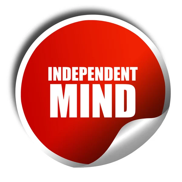 Ανεξάρτητη μυαλό, 3d rendering, κόκκινο αυτοκόλλητο με το άσπρο κείμενο — Φωτογραφία Αρχείου