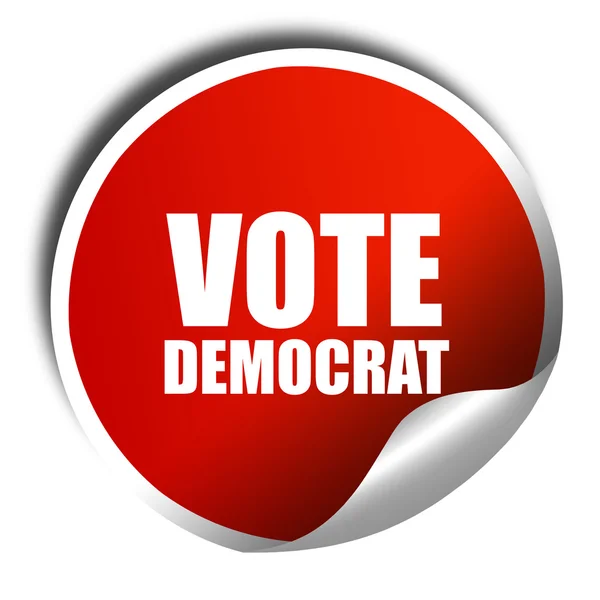 Vote democrat, 3D rendering, red sticker with white text — Stock Photo, Image