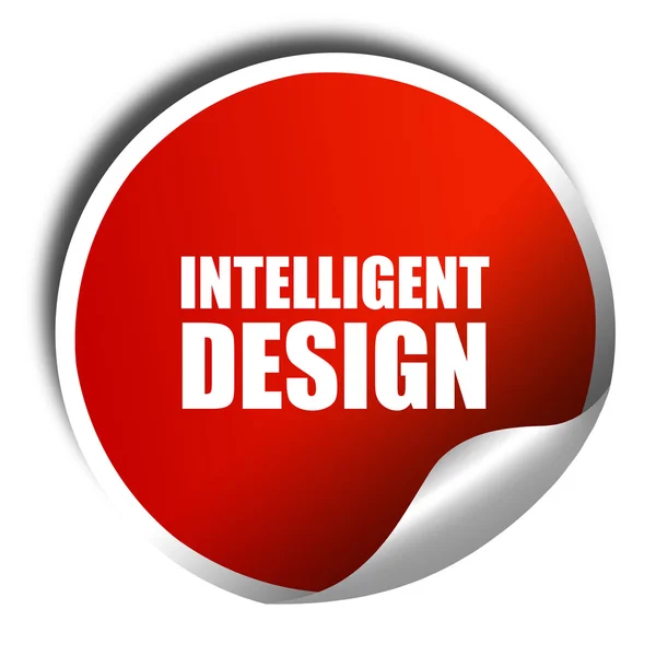 Intelligent design, 3D rendering, red sticker dengan teks putih — Stok Foto