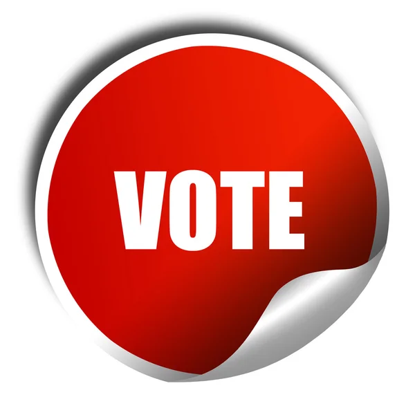 Omröstning, 3d-rendering, rött klistermärke med vit text — Stockfoto