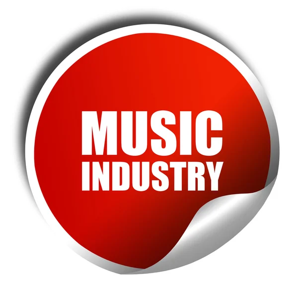 Music industry, 3D rendering, red sticker with white text — Stock Photo, Image
