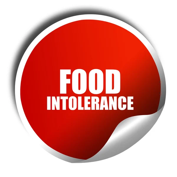 Intolerância alimentar, renderização 3D, adesivo vermelho com texto branco — Fotografia de Stock