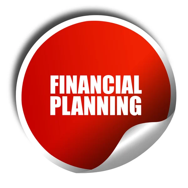 Pénzügyi tervezés, 3d-leképezést, piros matrica, fehér — Stock Fotó