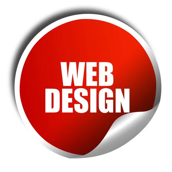 Σχεδιασμός ιστοσελίδων, 3d rendering, κόκκινο αυτοκόλλητο με το άσπρο κείμενο — Φωτογραφία Αρχείου