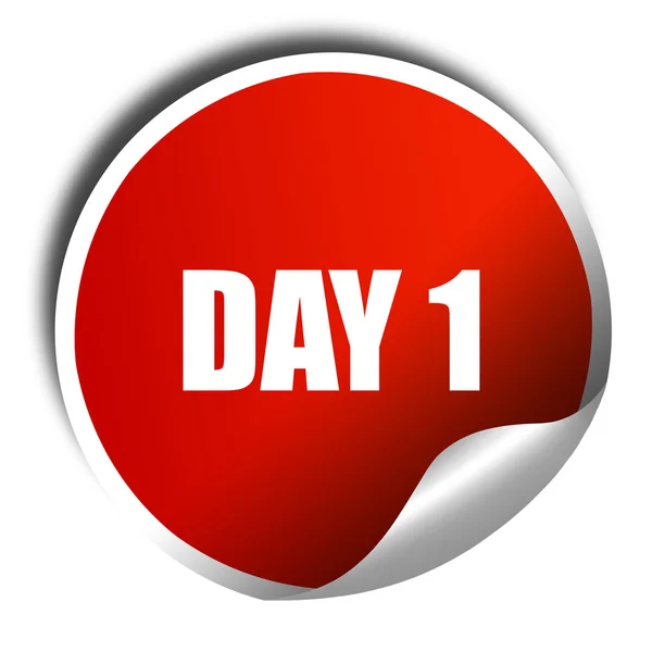 Day 1, 3D rendering, red sticker with white text — Stock Photo, Image