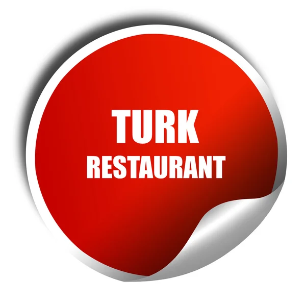 Deliciosa cocina turca, representación 3D, pegatina roja con blanco —  Fotos de Stock
