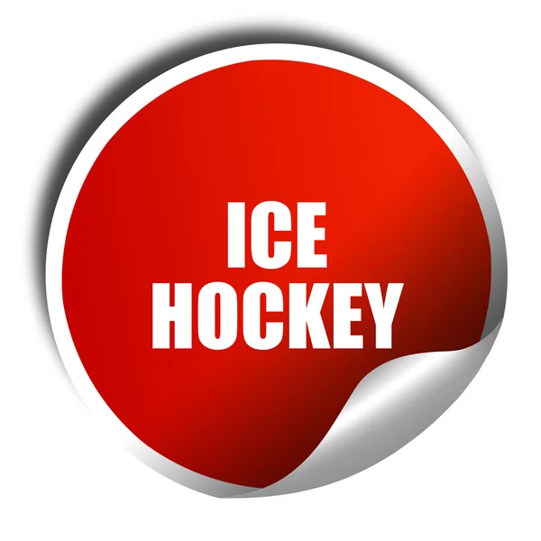 Hielo signo de hockey fondo, 3D renderizado, etiqueta engomada roja con blanco —  Fotos de Stock