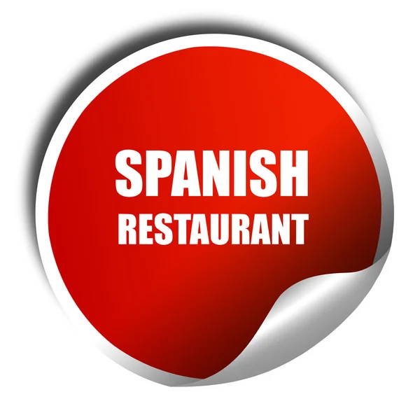 Pyszne dania kuchni hiszpańskiej, renderowanie 3D, Czerwona naklejka z białym — Zdjęcie stockowe