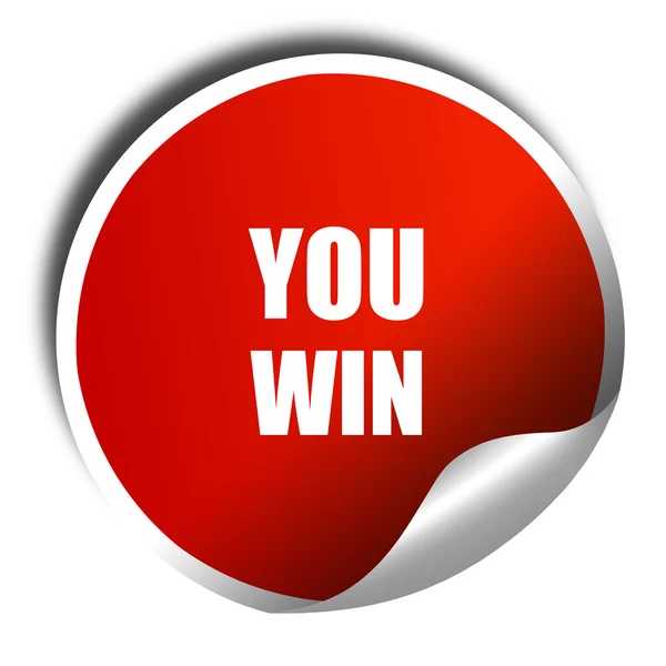 You win, 3D rendering, red sticker with white text — Stock Photo, Image