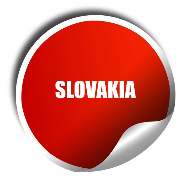 Eslovaquia, representación 3D, etiqueta engomada roja con texto blanco —  Fotos de Stock
