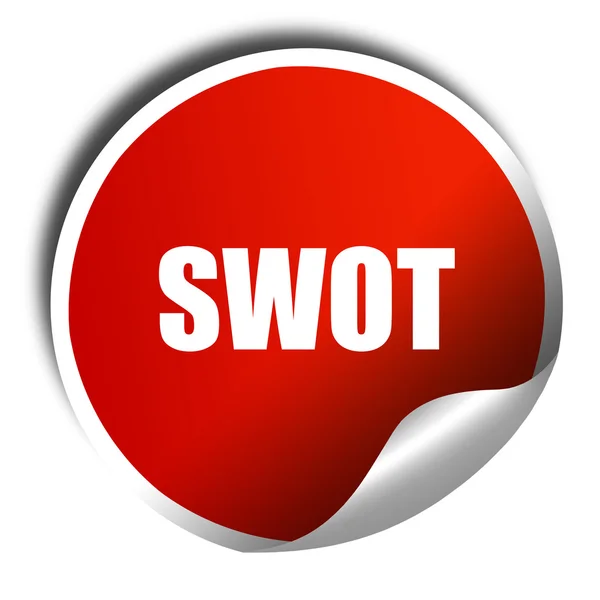 SWOT, 3d rendering, κόκκινο αυτοκόλλητο με το άσπρο κείμενο — Φωτογραφία Αρχείου