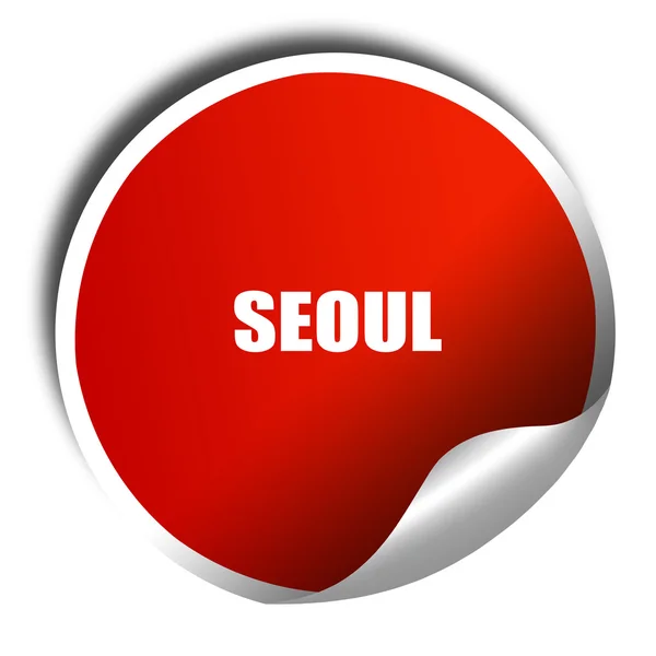 Seoul, rendering 3D, adesivo rosso con testo bianco — Foto Stock