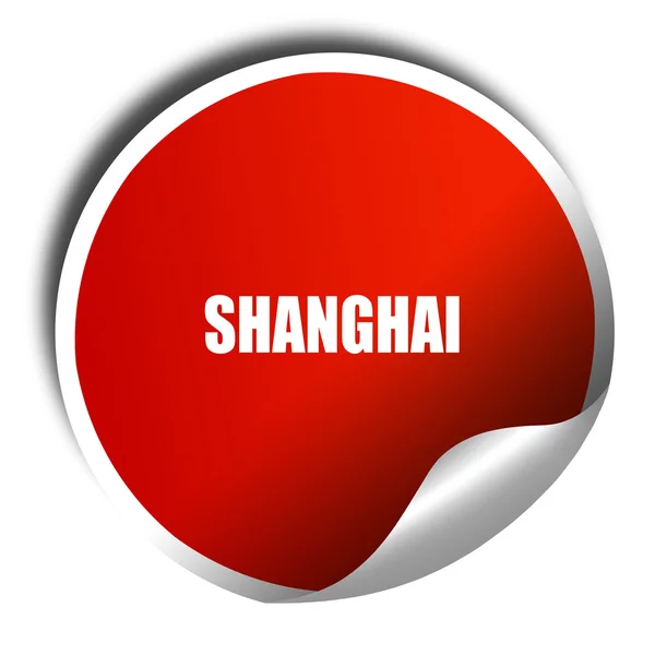 Shanghai, 3d rendering, rött klistermärke med vit text — Stockfoto