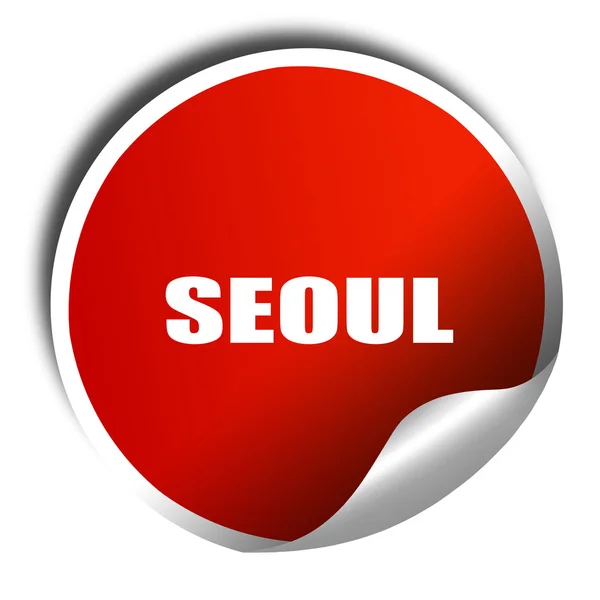 Seul, renderização 3D, adesivo vermelho com texto branco — Fotografia de Stock