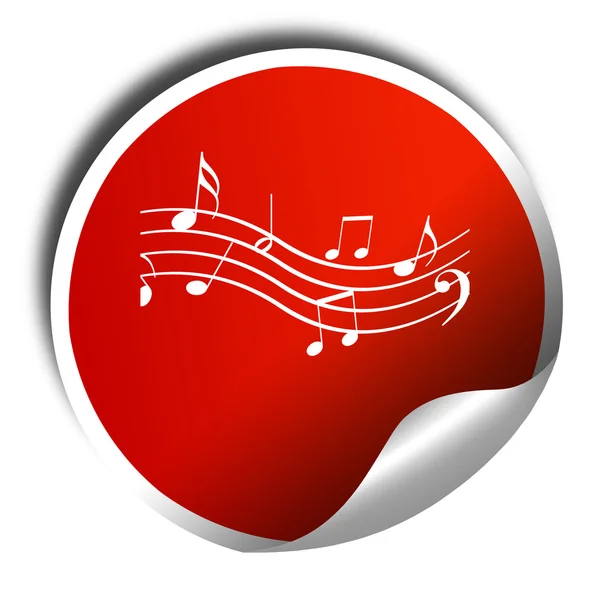 Music note background, 3D rendering, red sticker with white text — Stock Photo, Image