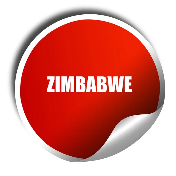 Zimbabwe, 3D rendering, red sticker with white text — Stock Photo, Image