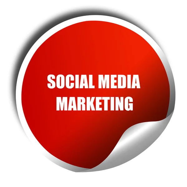 Social meda marketing, 3D rendering, red sticker with white text — Stock Photo, Image