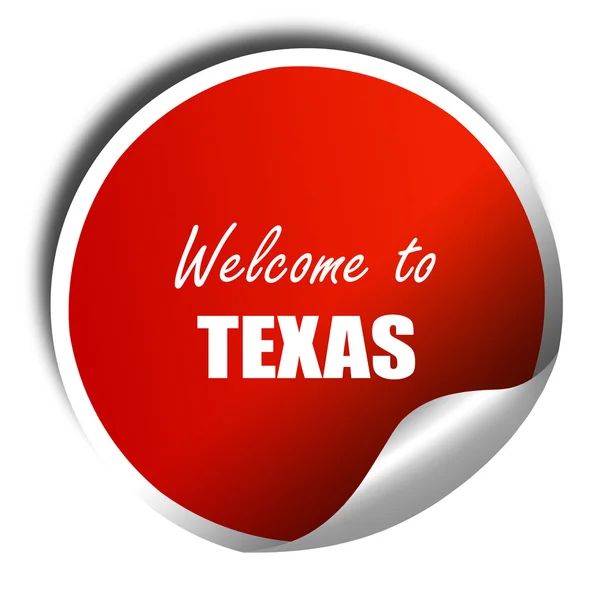 Witamy w Teksasie, renderowania 3d, czerwoną naklejką z białym tekstem — Zdjęcie stockowe