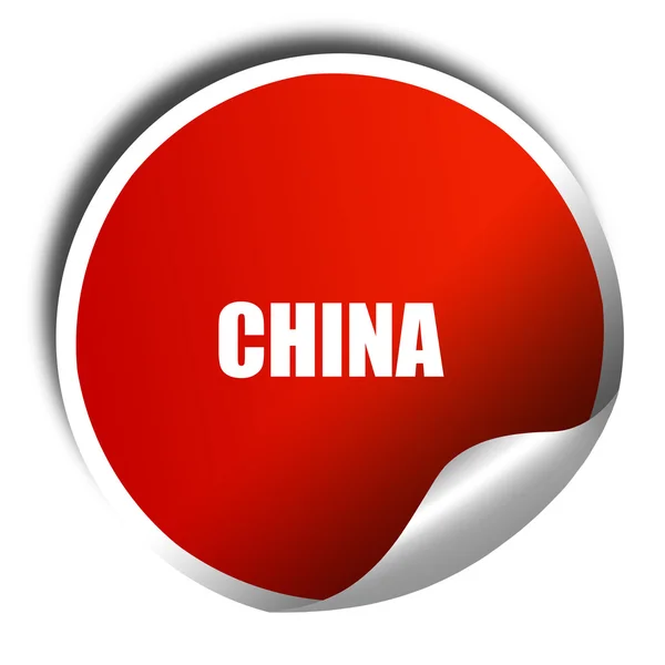 Saludos desde China, representación 3D, etiqueta engomada roja con texto blanco — Foto de Stock