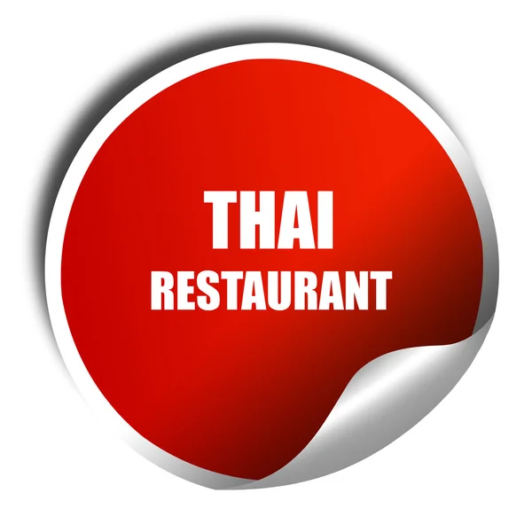 Delicious thai cuisine, 3D rendering, red sticker with white tex — Stock Photo, Image