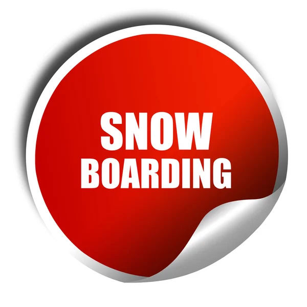 Snowboard-Schild Hintergrund, 3D-Rendering, roter Aufkleber mit weißer Aufschrift — Stockfoto